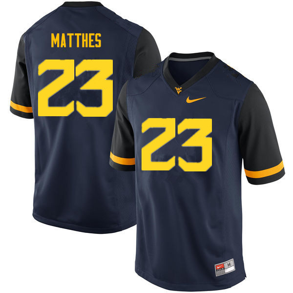 NCAA Men's Evan Matthes West Virginia Mountaineers Navy #23 Nike Stitched Football College Authentic Jersey FQ23S12NE